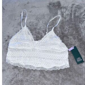 Wild Fable White Lace Bralette Longline Adjustable Straps Small NWT
